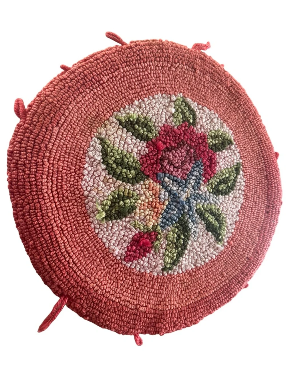 Vintage Floral Hooked Chair Pads Set of 5